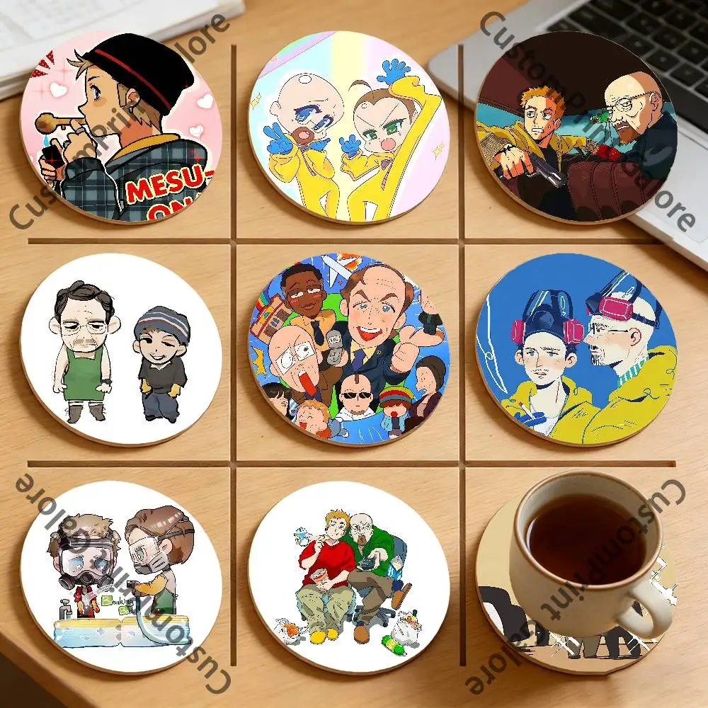 

B-Breaking B-Bad Chibi Heat-Resistant Pine Coasters Lightweight Sturdy for All Drinkware Easy to Clean