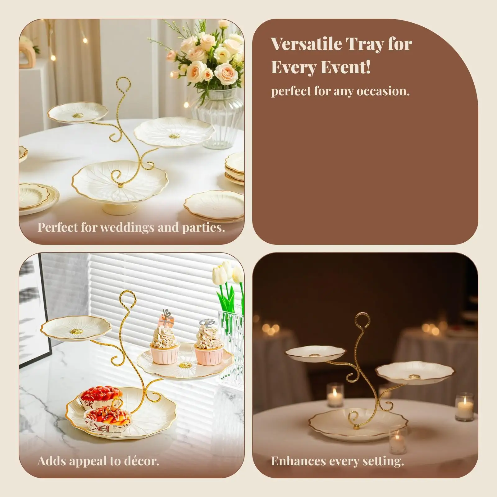 Plastic Fruit Candy Dessert Tray Luxury Decorative Table Center Tray for Reception Living Room