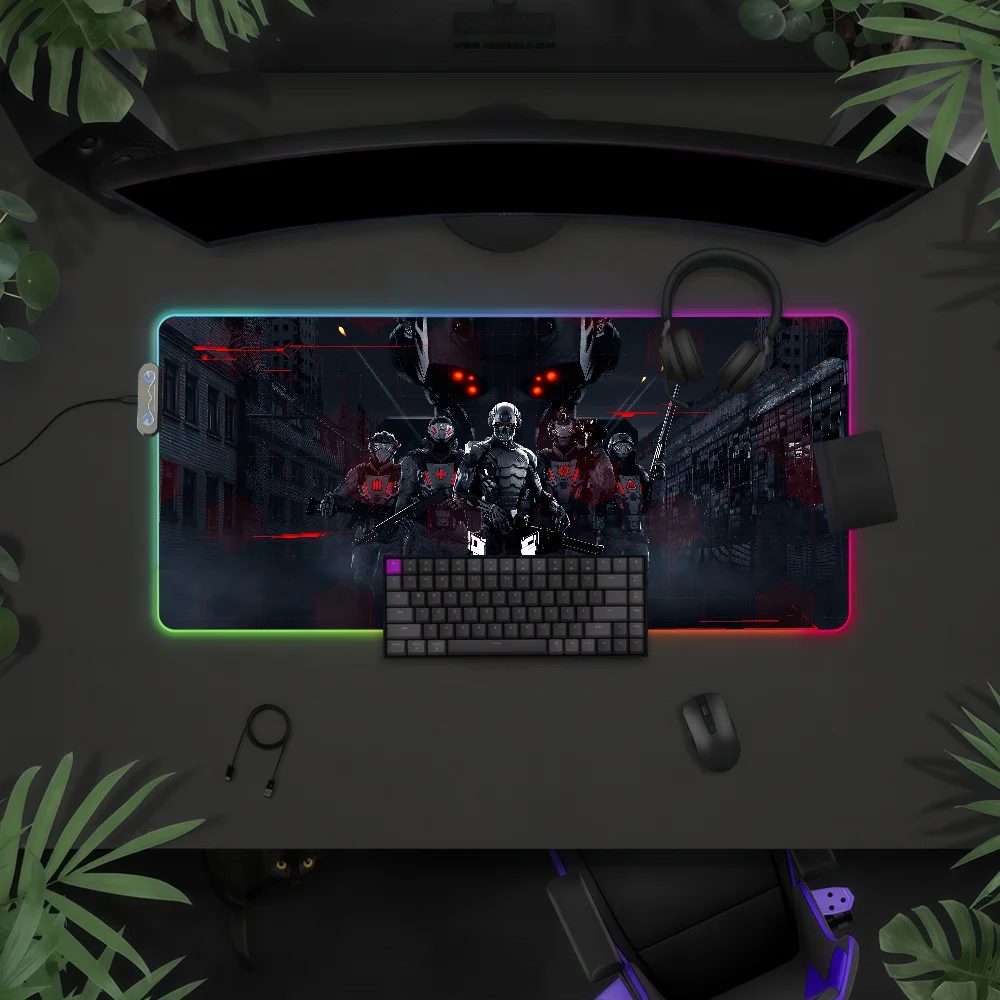 

Игровой коврик для мыши W-Warface с RGB LED подсветкой, красочный, для игровой клавиатуры, нескользящий, водонепроницаемый, для стола