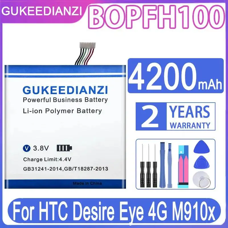 Batería para teléfono móvil, 4200mAh, buen rendimiento a bajas temperaturas, carga rápida para Htc Desire Eye 4G M910x BOPFH100