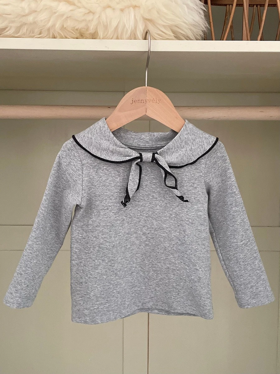 T-shirt Baby Tie Top Korean Version Girl Baby Collar Long Sleeved Base Shirt Children Versatile Autumn Comfortable and Soft