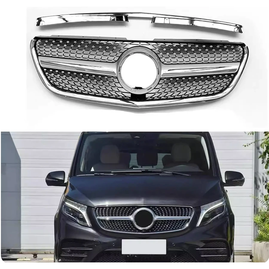 

ABS Chrome Accent Front Diamond Grille For Mercedes Benz Vito W447 2015-2018 Auto Accessories