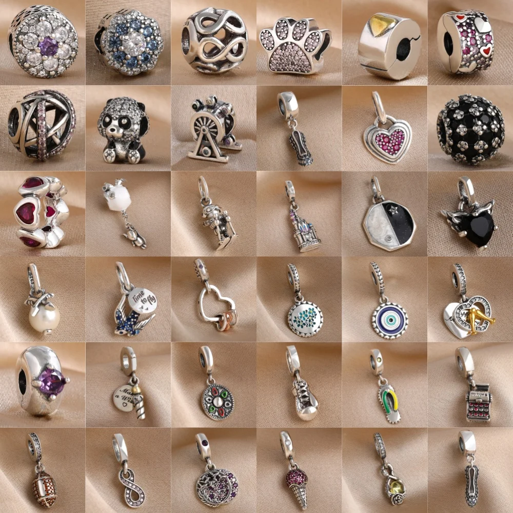 2026 Venta caliente 925 plata, pata de perro, cuentas Panda, espolvoreado, colgante de helado, pulsera Original accesorios DIY joyería exquisita ﻿