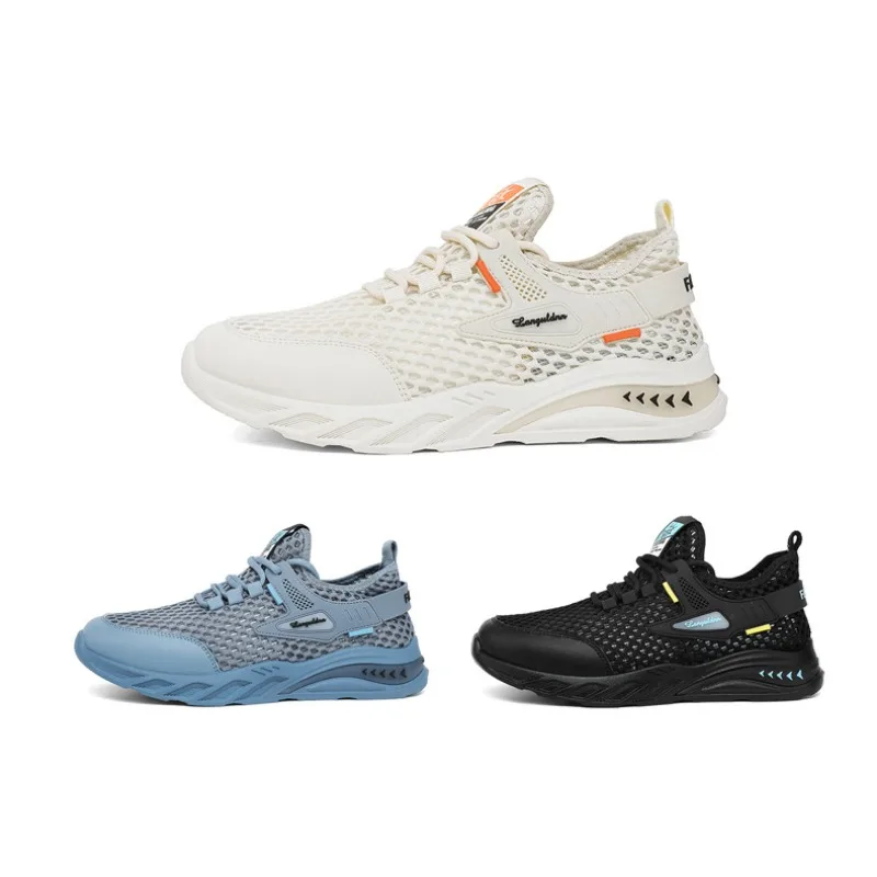 Men 2026 New Breathable Mesh Sneakers Lightweight Soft Sole Running Shoes Casual Hollow Sport Athletic Trend Footwear
