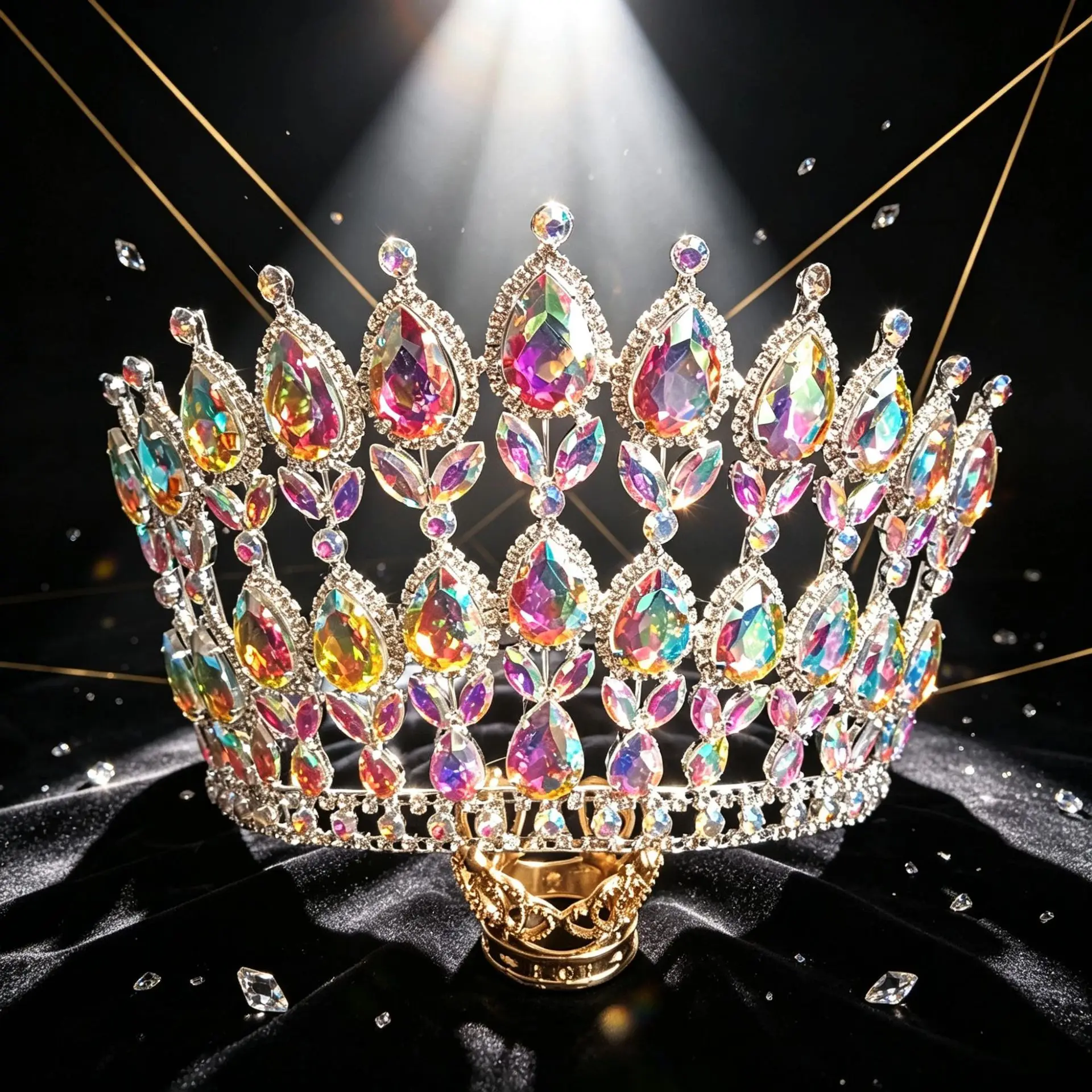 Rhinestone Crystal Crown Tiara Scepter Set Pageant Stage Headpiece for Women Party Costume Hair Accessory