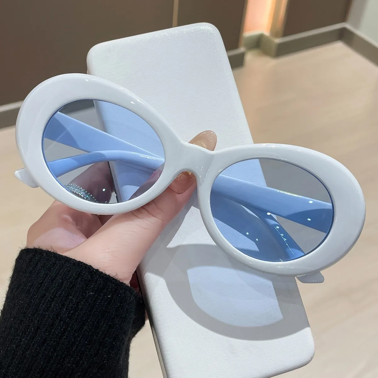 أزياء المرأة البيضاوي النظارات الشمسية خمر رجل العلامة التجارية مصمم نظارات شمسية أزياء الأشعة فوق البنفسجية حماية ظلال نظارات UV400 Oculos دي سول #2