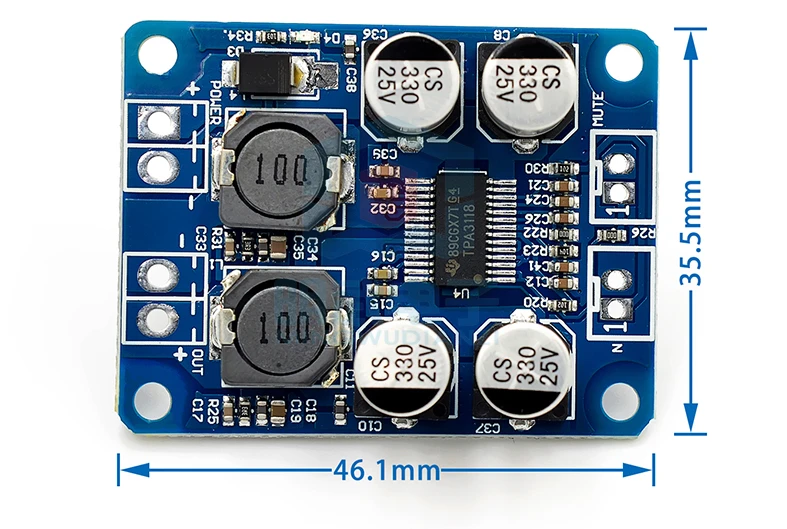 

TPA3118 PBTL Mono Digital Power Amplifier Board 1X60W