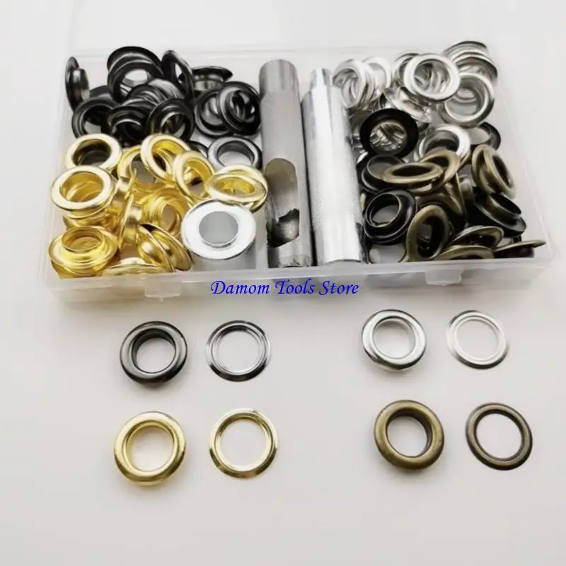 57BE 14mm Eyelet Metal Grommet Rings With Washer Tool Kits For Leather Craft Shoes Bag Clothing Belt Hat Accessories