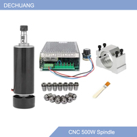 0.5kw Air Cooled Spindle Motor ER11 Chuck CNC 500W Spindle DC Motor + 52mm Clamps + Power Supply Speed Governor For DIY CNC