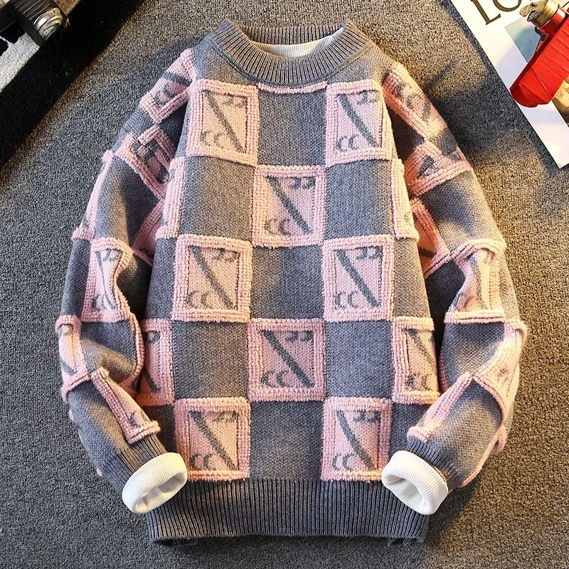 GIOIOMen's Sweater，2025Spring New High Quality Color-Block Crew Neck Knitted Pullover，Top，Fashion Men's Wear