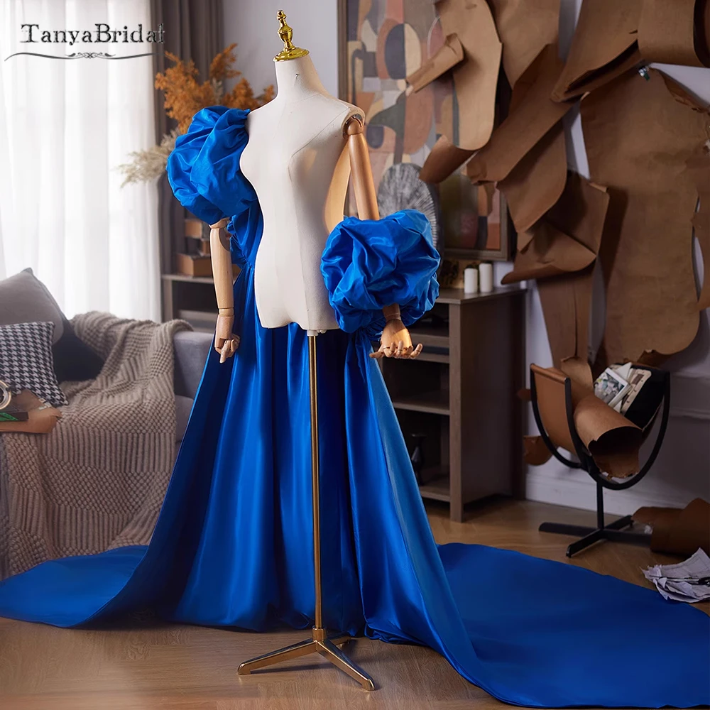 

Свадебная накидка с короткими пышными рукавами, синяя куртка, женская вечерняя одежда, шикарное свадебное пальто DJ532