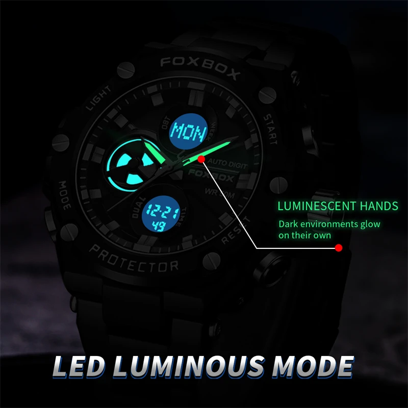 LIGE 2025 New Watch Top Brand Men Quartz Wristwatches Dual Display Watches Waterproof LED Gifts For Men Clock Relogio Masculino