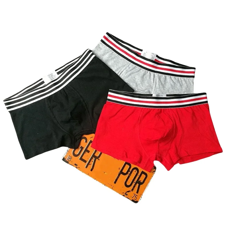 3pcs High Quality Cotton Men's Boxer Underwear Fashion Letter Belt Men's U Convex Pouch Breathable Solid Color Male Panties Shor