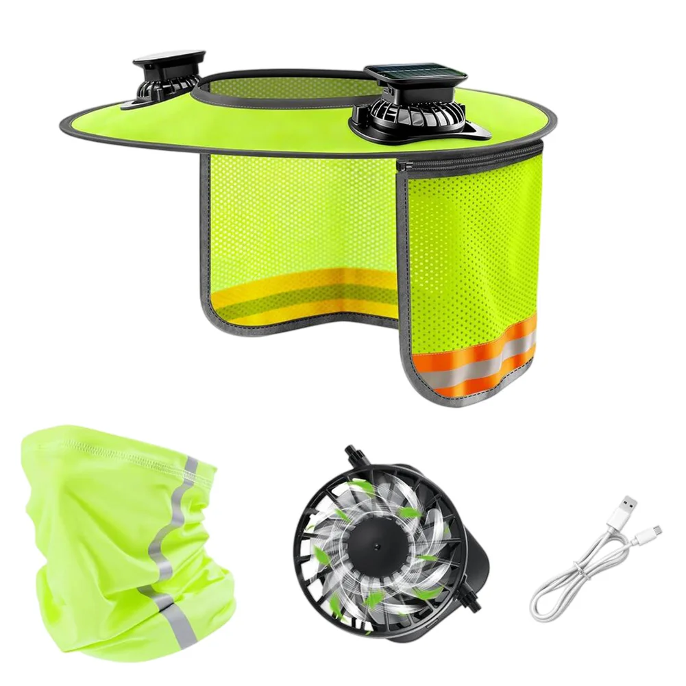 Sun Hard Hat Neck Protection High Visibility Full Brim Mesh Sun Protection With Solar Fans For Construction Helmet Hard Hat