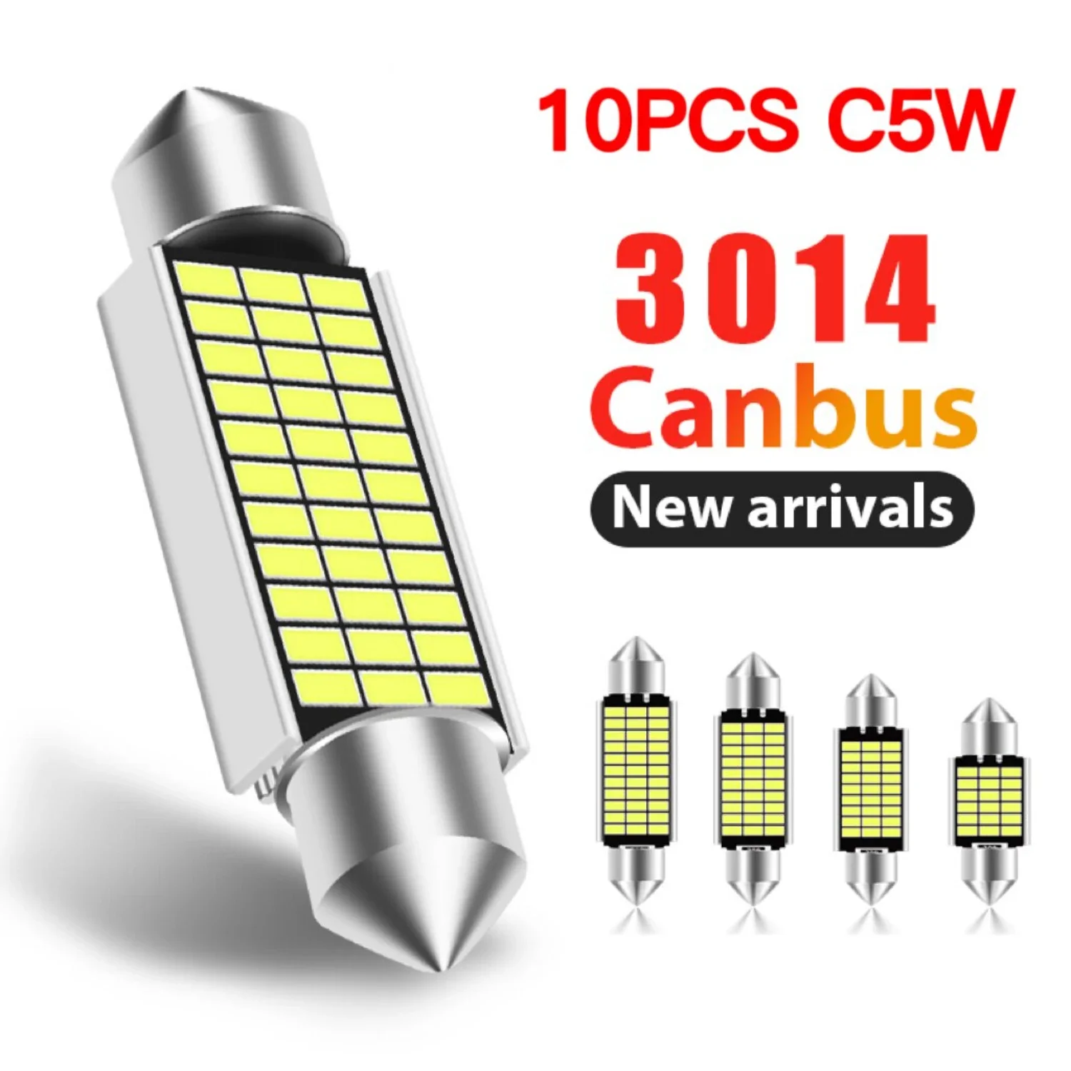 

Ultra Bright High Quality Error Free 10pcs 3014 LED CANBUS C5w Festoon Dome Car Interior Reading Lamps Parking Light - LED in 31