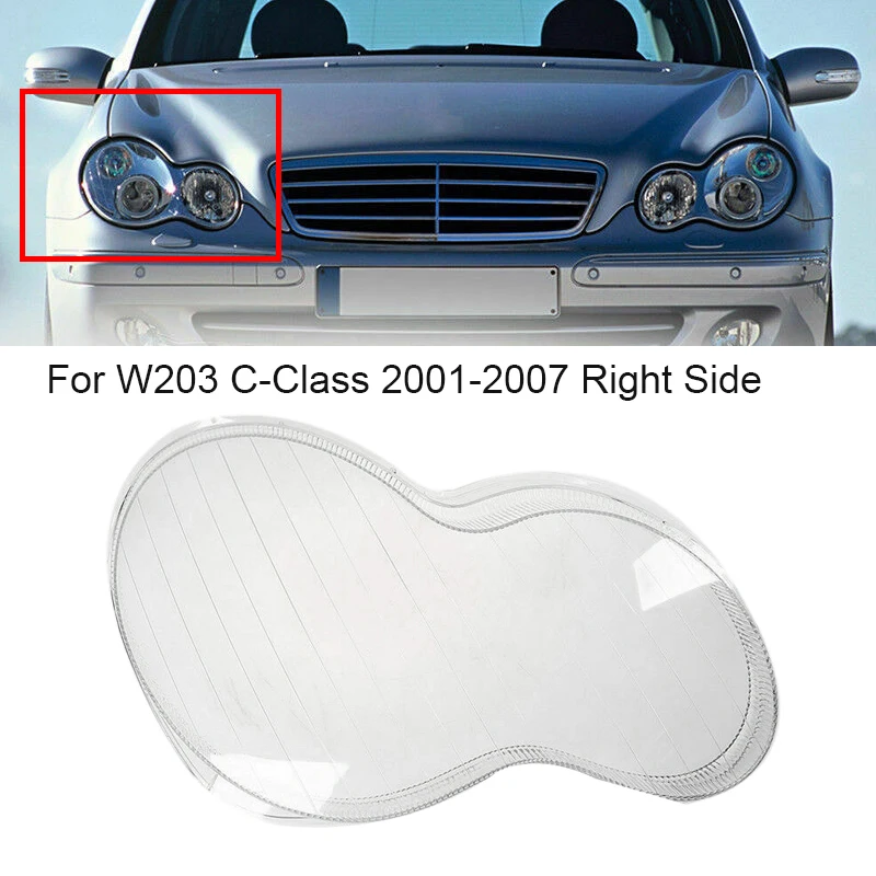 Car Front Right Headlight Clear Lens Lampshade Shell Cover for Mercedes Benz 2001-2007 W203 C-Class 180 200 230 260