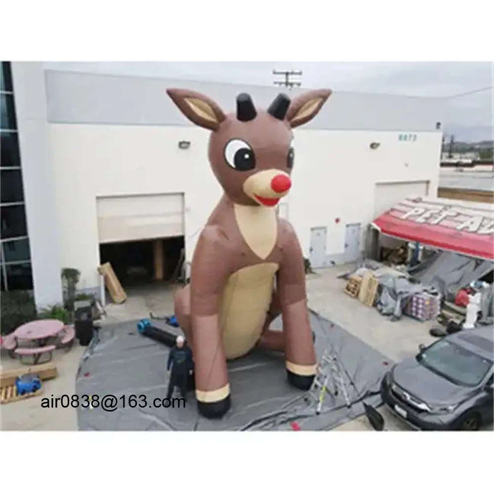 

2024 Christmas Outdoor Decoration Inflatable Rudolph With Red Nose 10ft 16ft 25ft Large Inflatable Deer Cartoon Holiday Elk Sale