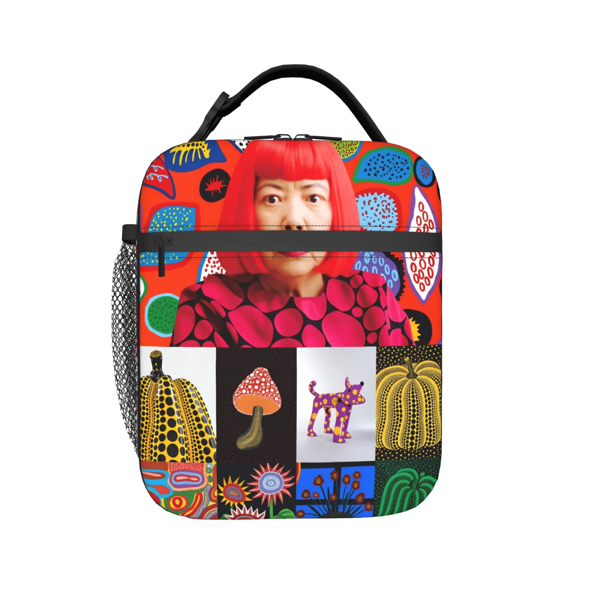 Yayoi Kusama Abstract Face Lunch Bag For Child  Custom School Lunch Box Casual Portable Oxford Cooler Bag