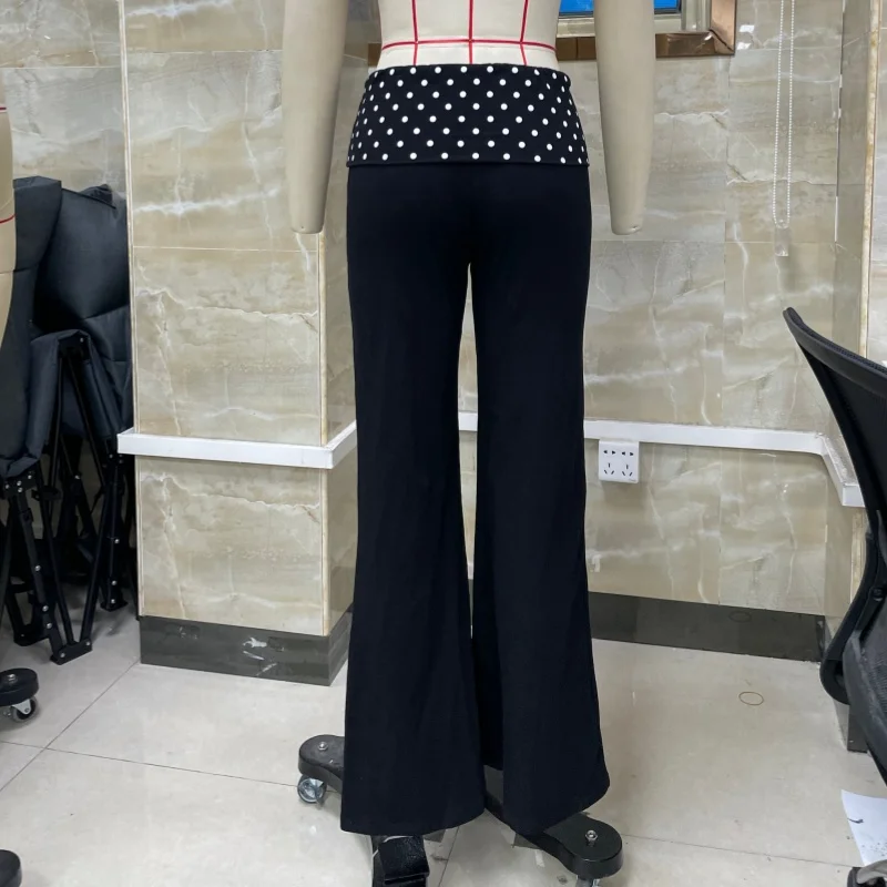 Pantaloni da Yoga a Vita Bassa con Risvolto per Donna, Pantaloni a Zampa d'Elefante Y2k, Leggings Elasticizzati e Comodi per Palestra e Relax