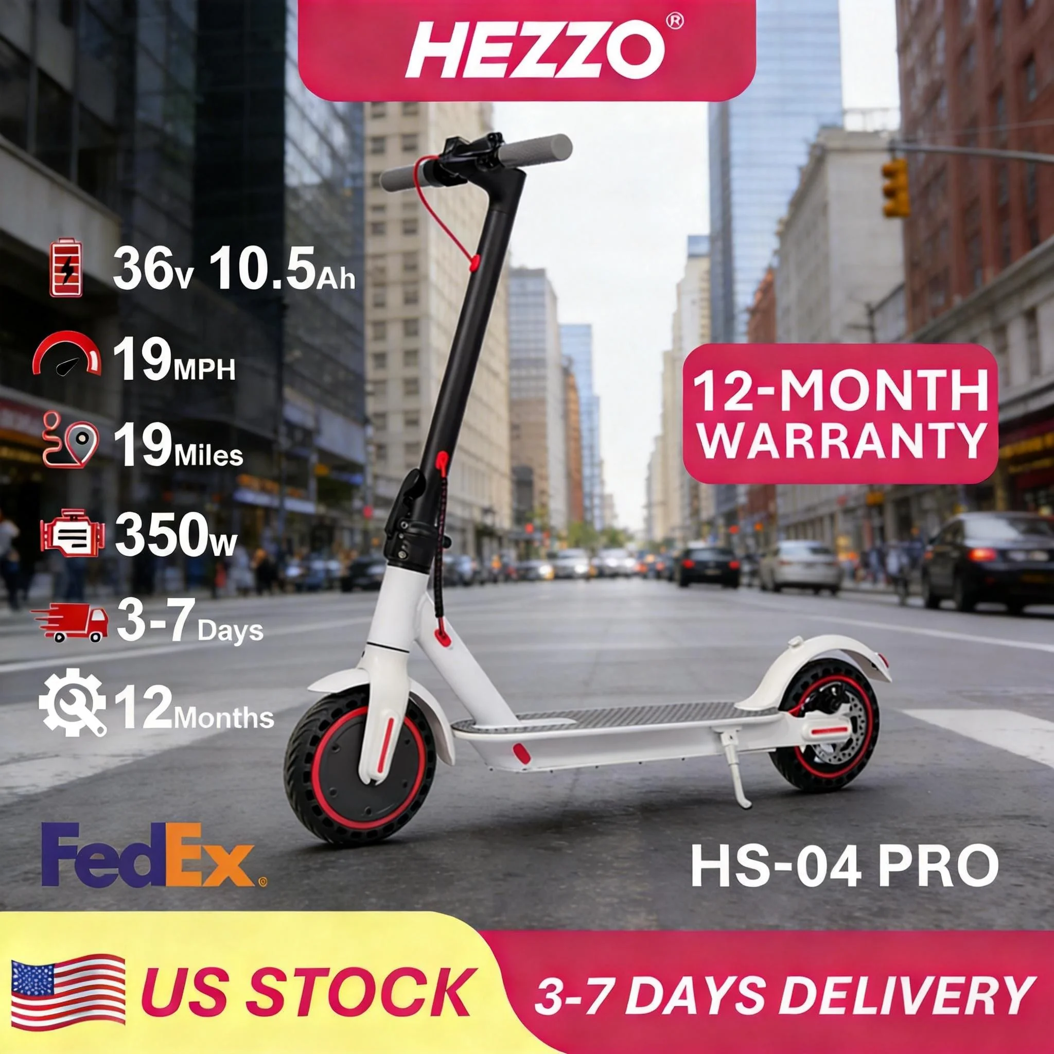 

HEZZO 350 Вт, 19 миль/мин, приложение, умный складной электрический скутер, 36 В, 8,5 дюйма, шина из алюминиево-магниевого сплава, склад в США