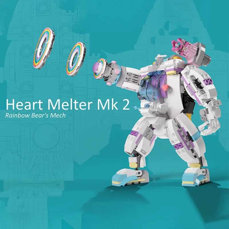 596ピース MOC ハートメルター Mk 2 レインボーベア メカモデル 組み立て式 クリスマスギフト ブロック おもちゃ 建築 DIYアイデア ブロック