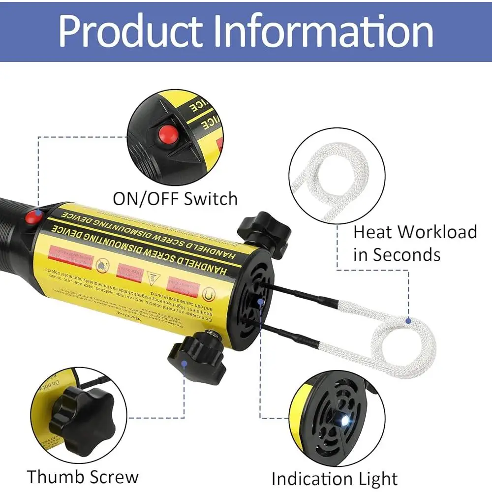 Calentador de inducción magnético de 1200W, herramienta de calor sin llama de 8 bobinas, extracción de tornillo de calentamiento rápido automotriz de mano, diseño seguro