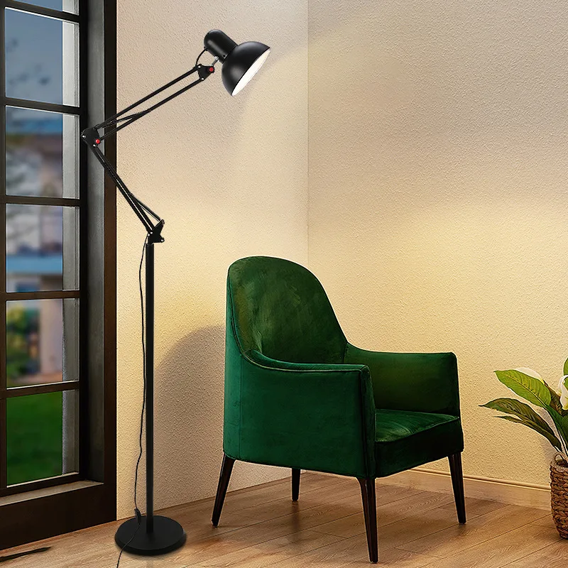 Long Arm American Iron Adjustable Floor Lamp Living Room Simple Personalized Sofa Side Bedroom Bedside Decoration Floor Lamp