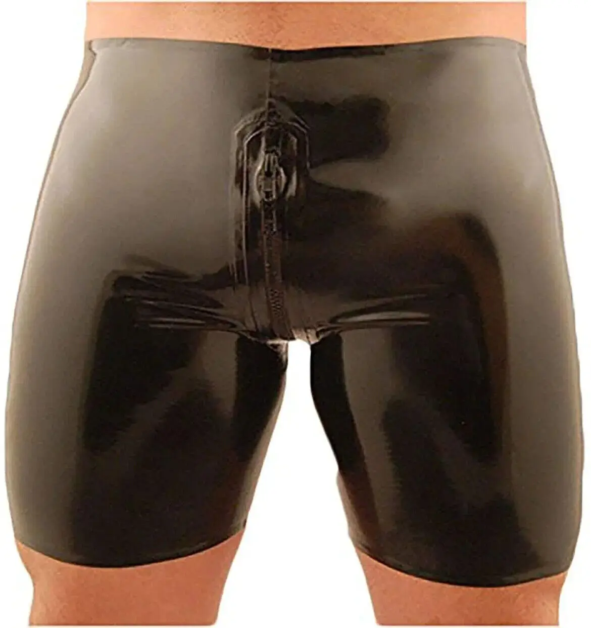 

Latex Trunks Boy Shorts Crotch Pants Zipper Gummi Swim Fitness Short Trousers