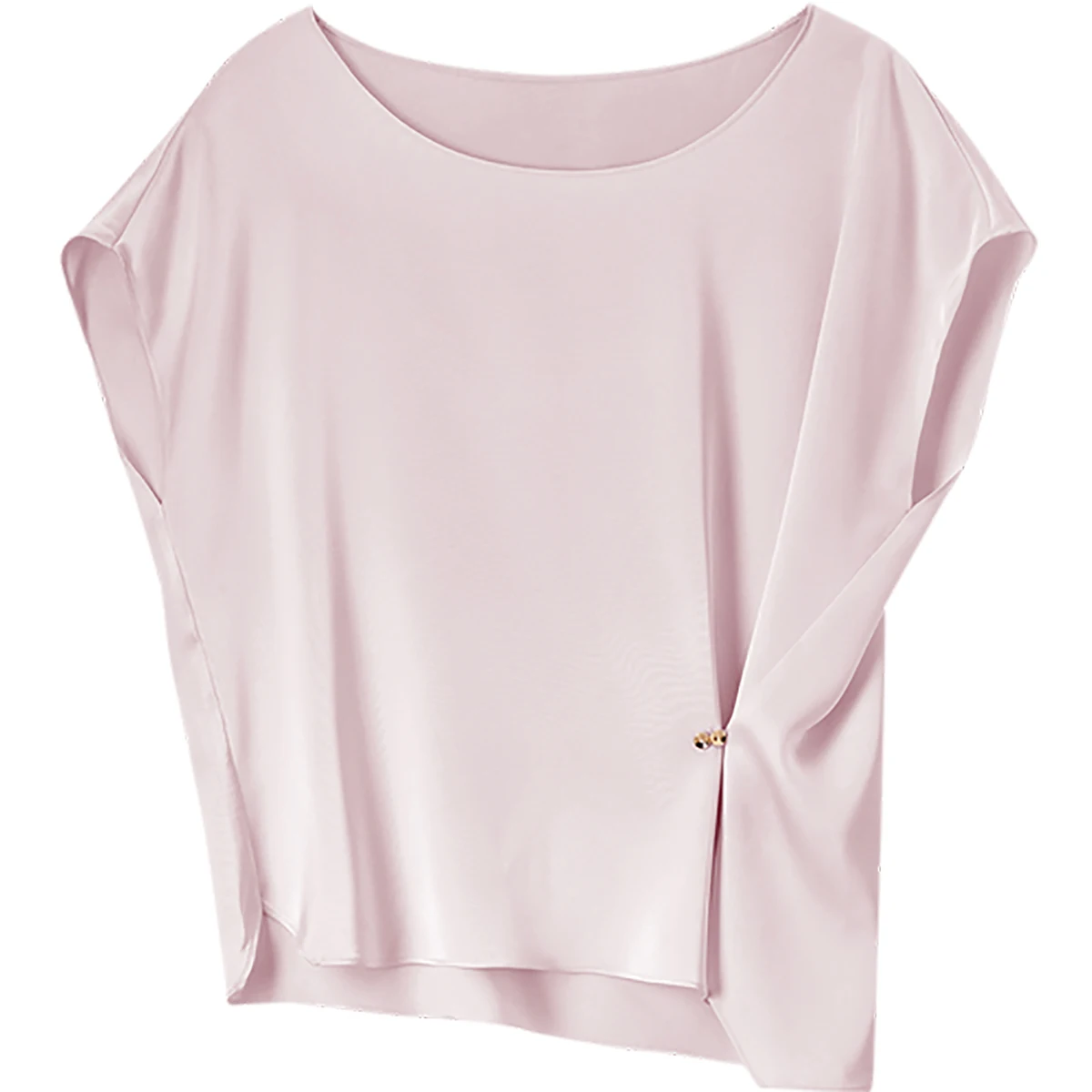 SENTUBILA Batwing Sleeve Chiffon Blouse Women 2025 Irregular Elegant Casual O Neck Solid Color Basic Female Shirt 152V59190