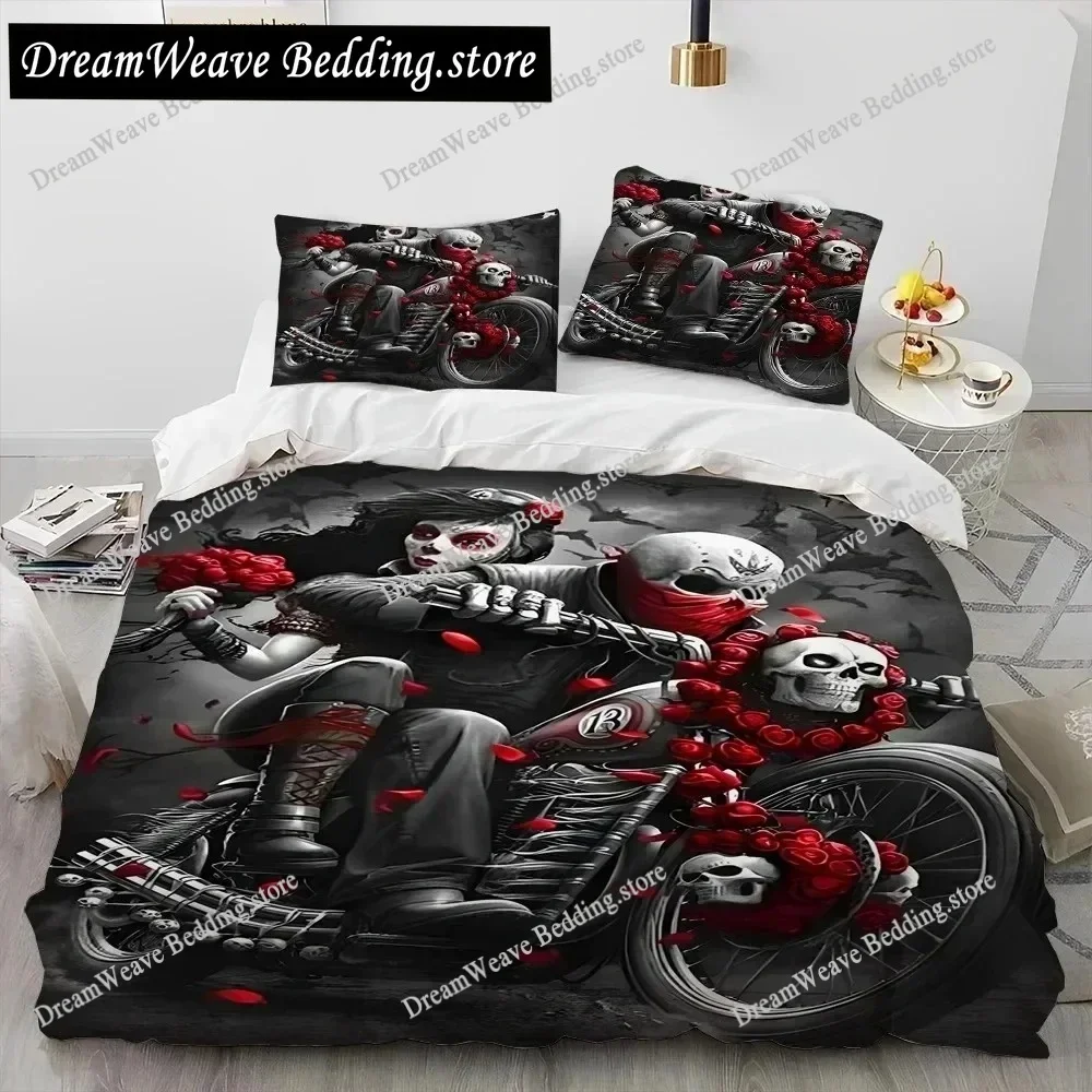 3D Horror Gothic Female Skull Dead Girl Comforter Bedding Set,Duvet Cover Bed Set Quilt Cover Luxury Gift Home Textile963