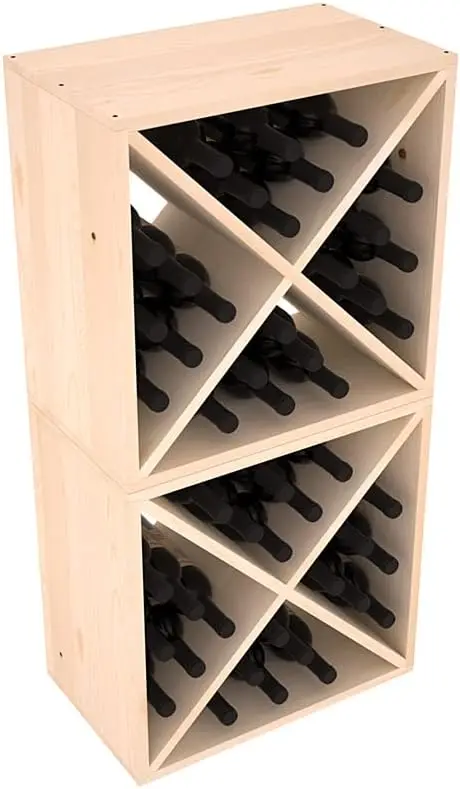 

48 Bottle Premium Modular Cube Wine Rack, Easy Assembly, Stackable Wooden Wall Wine Rack, Handcrafted in USA, Pine (Unstained)