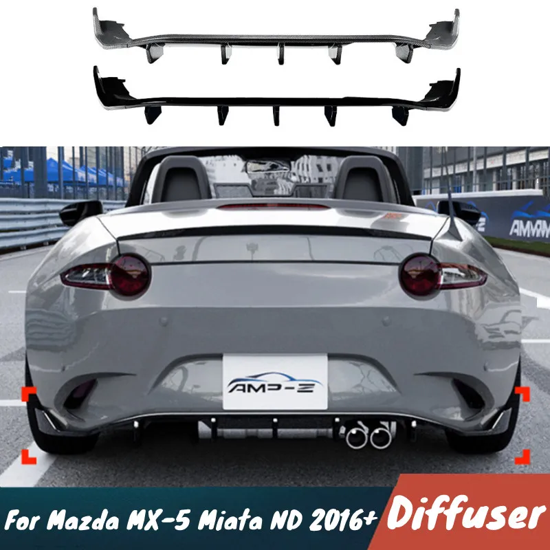 

For Mazda MX-5 Miata ND 2016+ Car Rear Bumper Diffuser Spoiler Wings Black Carbon Body Kit Exterior Tuning Accessories