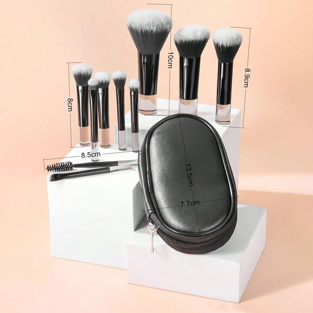 مجموعات فرش المكياج، 10 قطع فرشاة تجميل متعددة الوظائف بسيطة مع حقيبة فرشاة مكياج للسفر الجمعة السوداء