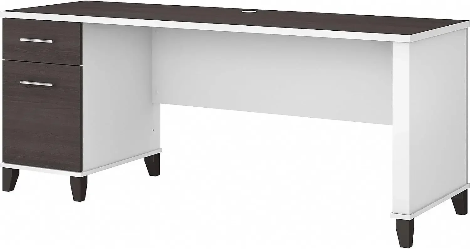 

Bush Furniture Somerset Computer Drawers | Office Home Workspace | Large Desk, 72W, Storm Gray/White