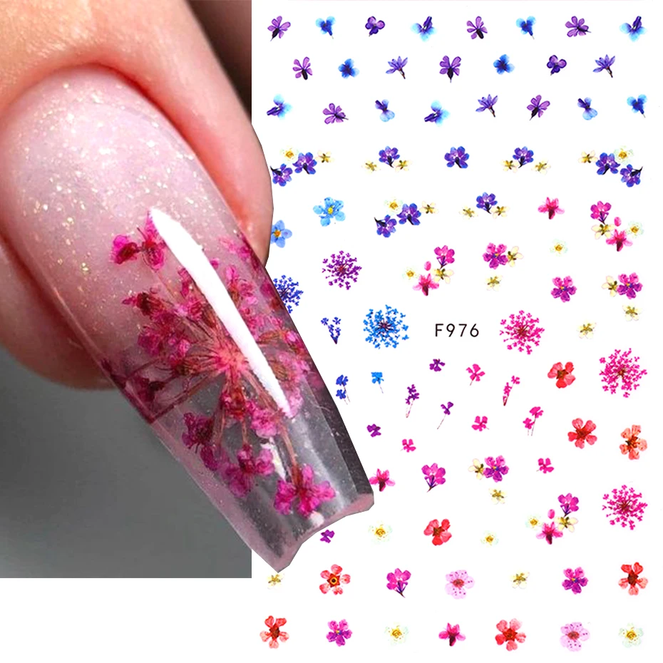 Summer Simple Flower Stickers Nail Decoration Daisy lossom Floral Tulip 3D French Line Adhesive Stickers Sliders For  Nail