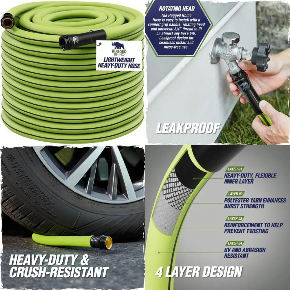 

Гибкий легкий садовый шланг 100 футов 5/8 дюймов — 4-слойный герметичный инструмент для полива на открытом воздухе для садоводства