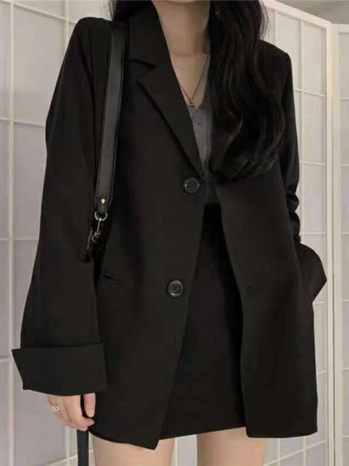 

Женский свободный пальто-китель больших размеров в корейском стиле, осенняя новинка, утягивающий, скрывающий недостатки фигуры