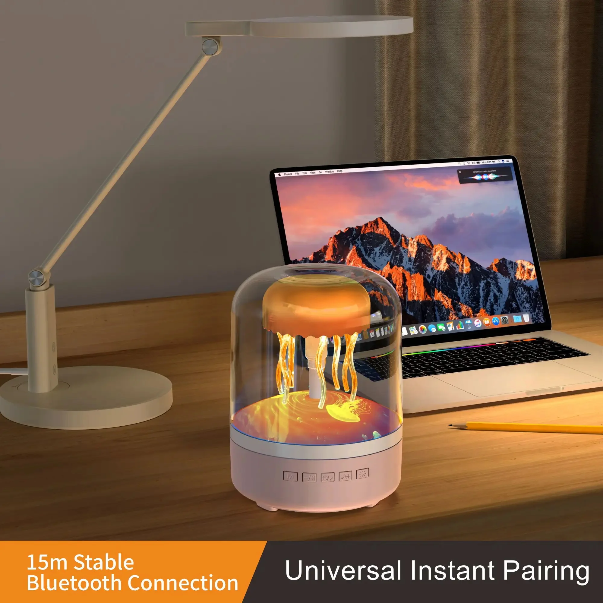 EISLLOLY Kwallen Nachtlampje Bluetooth-compatibele luidspreker Hi-Fi Stereo LED Kwallen Omgevingslicht voor woondecoratie