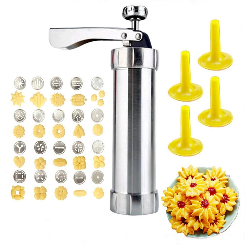 

10/20pcs Aluminum Cookie Maker Press Kit Manual Churros Maker Machine Christmas Spritz Cookie Press Gun Baking Tools