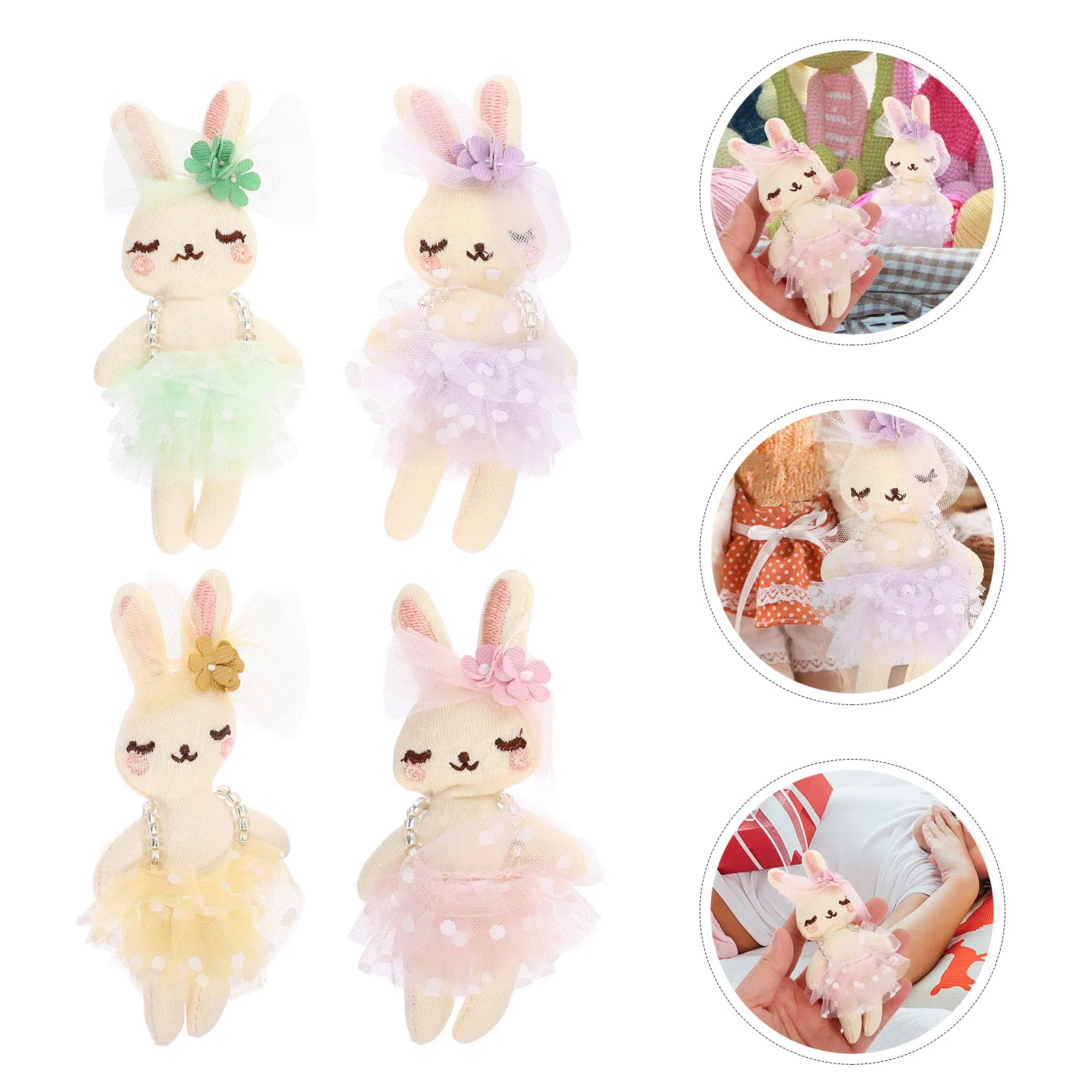 

Набор из 8 очаровательных плюшевых кроликов в тюлевых нарядах, мягкие игрушки для девочек, для игр в спальне, пасхальный подарок