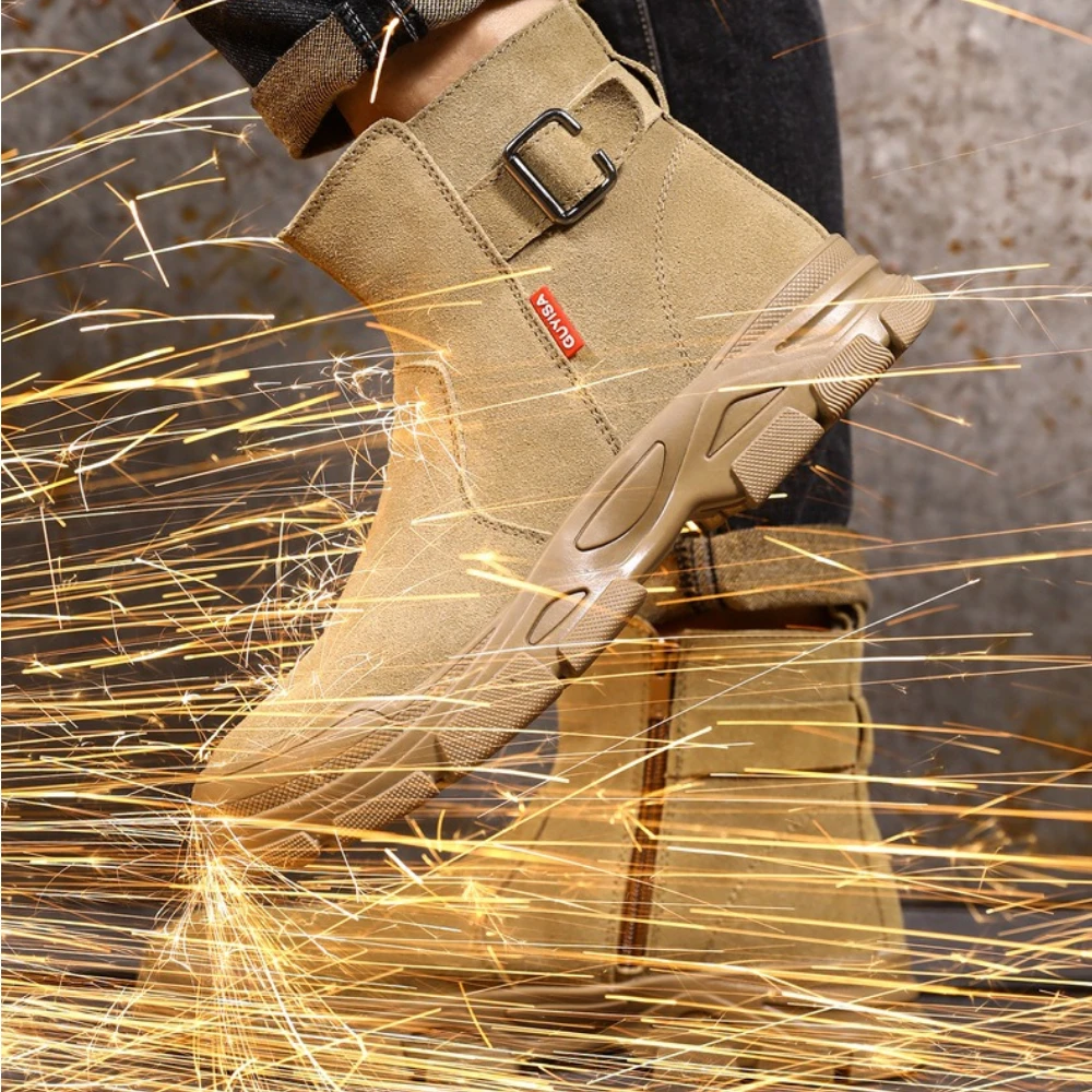 All-Season Safety Shoes Breathable Lightweight Steel Toe Anti-Smash Anti-Puncture Waterproof Work Shoes for Construction