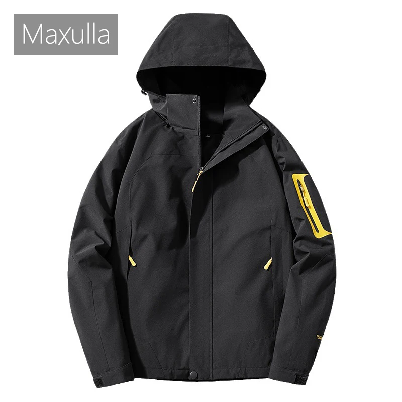 Maxulla Men's Waterproof Ski Jacket Autumn Men Mountain Hiking Hooded Coats Mens Outdoor Sports Windbreaker Rain Jacket Clothing