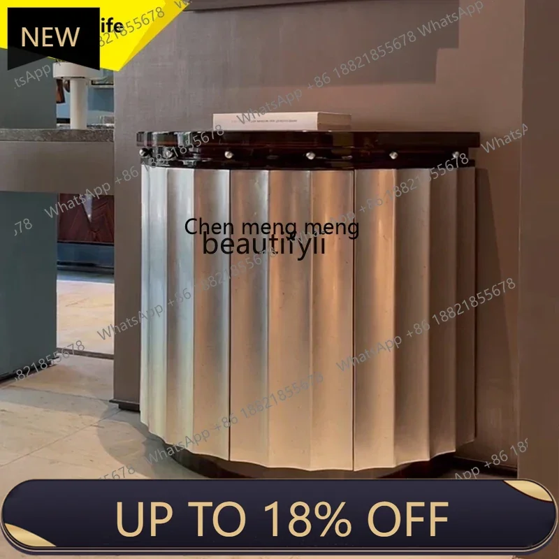 

P178 Modern Minimalist Solid Wood Entryway Cabinet Semi-Circular Wall-Mounted Hallway Cabinet Light Luxury Entryway Console