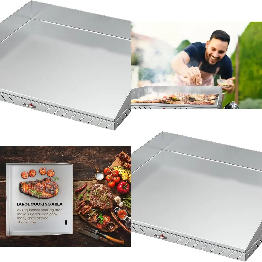 

Stainless Steel 17 Griddle Top with Front Grease Tray for Blackstone Tabletop Grills (1650/1867)