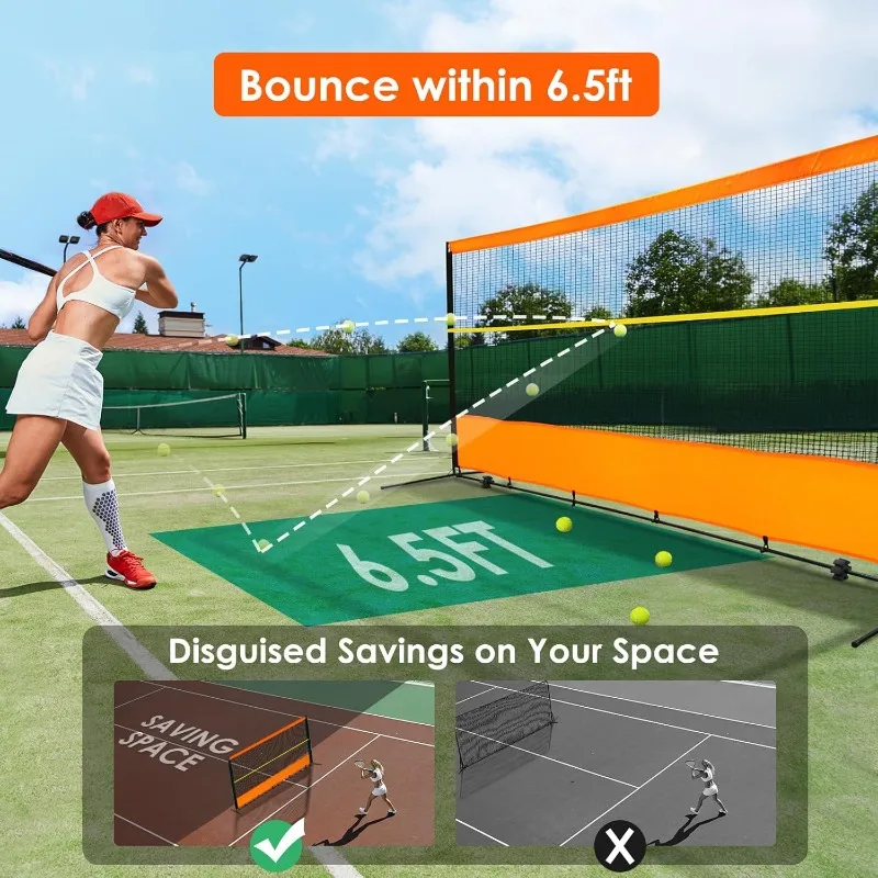 جدار ممارسة ارتداد التنس - شبكة ارتداد 12 قدم × 6 أقدام لرياضات المضرب، كرة وكرة البيسبول، لوحة خلفية للتدريب #6