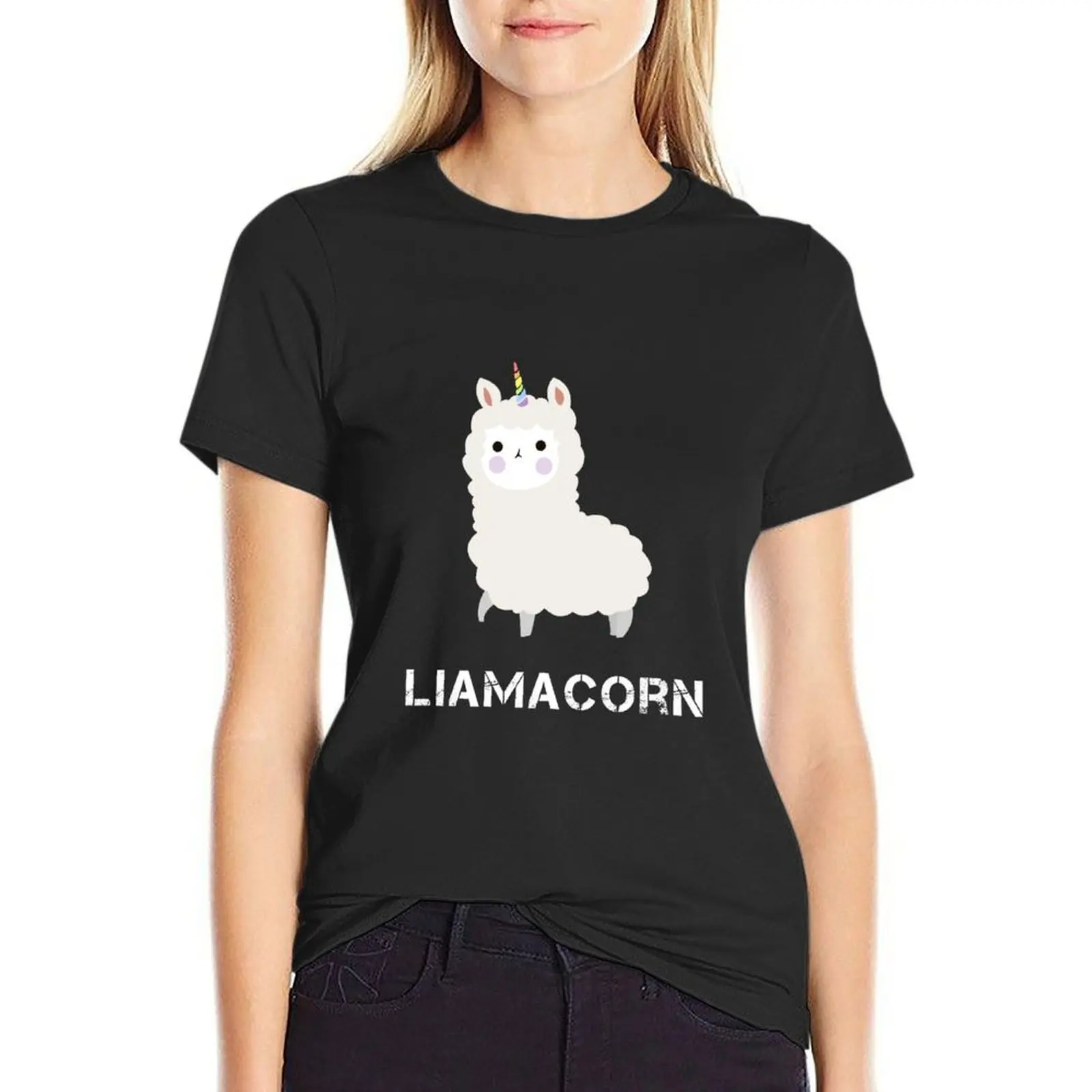 Llamacorn Funny Lllama Unicorn kawaii Graphic Tee Shirt T-Shirt korean fashion cute tops t shirts for Women loose fit