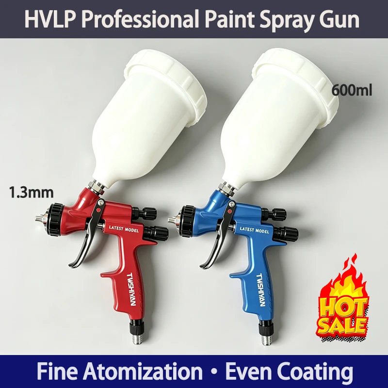High Atomization HVLP Automotive Spray Gun 600ml Cup Adjustable Pneumatic Paint Spray Gun for Car Refinish DIY Painting