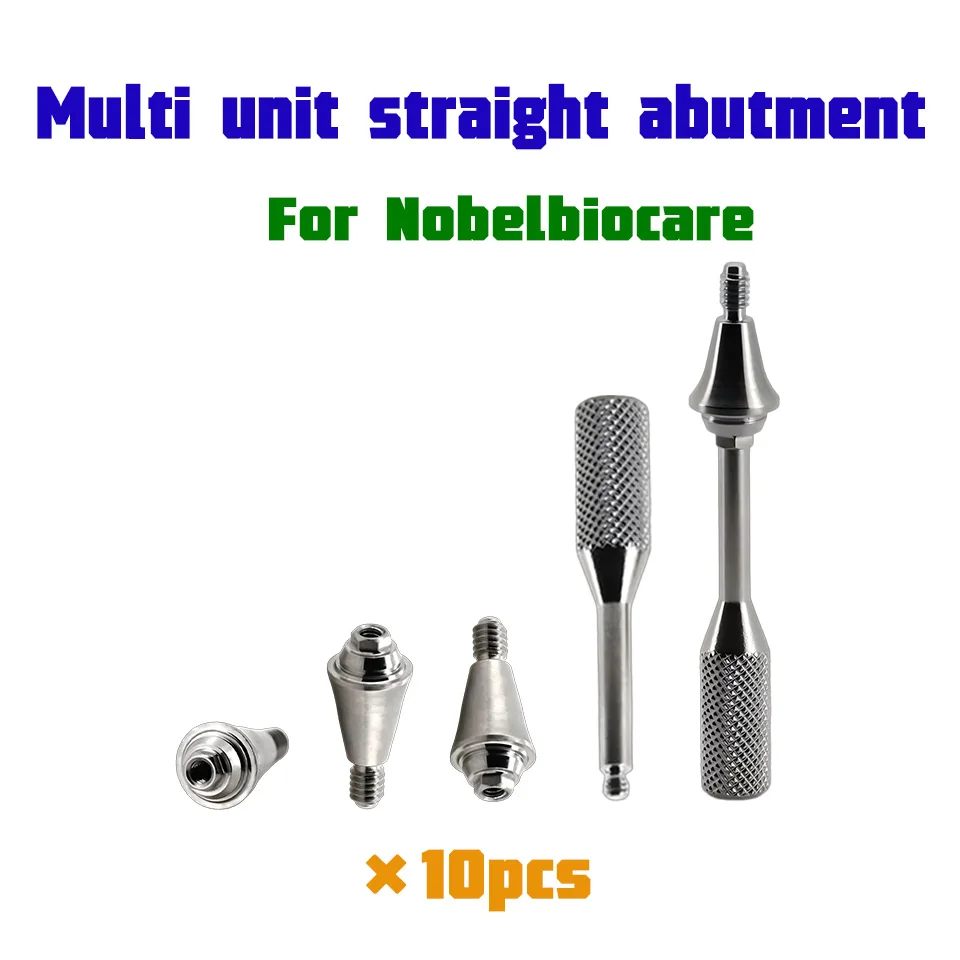 10Pcs Dental Implant Multi Unit Straight Abutment Compatible Nobel Biocare Titanium Screw Prosthetic Restoration Lab Tool Parts