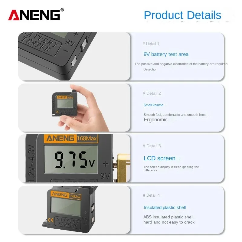 ANENG Portable Battery Tester High Precision Battery Power Tester Battery Voltage Tester