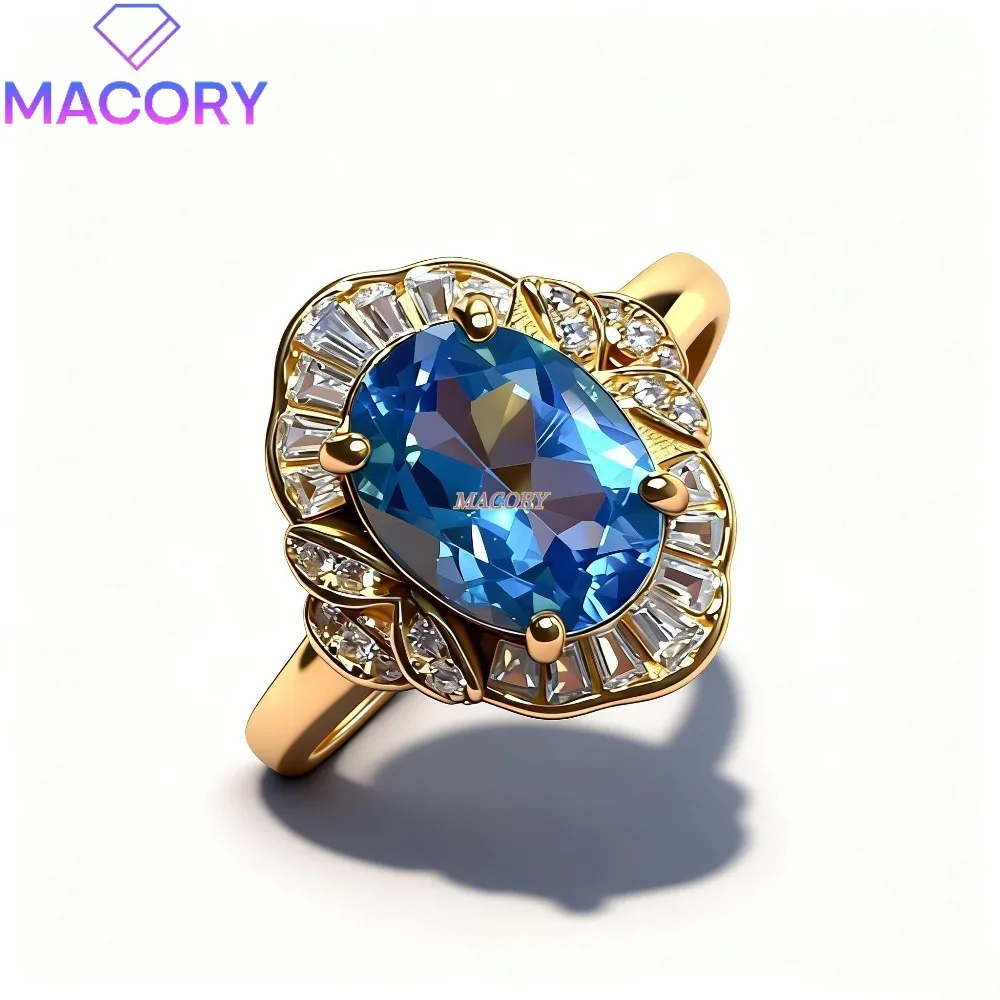 

Natural Topaz 925 Sterling Silver Ring Exquisite Women's Engagement and Wedding Ring Luxurious Valentine's and Christmas Gift